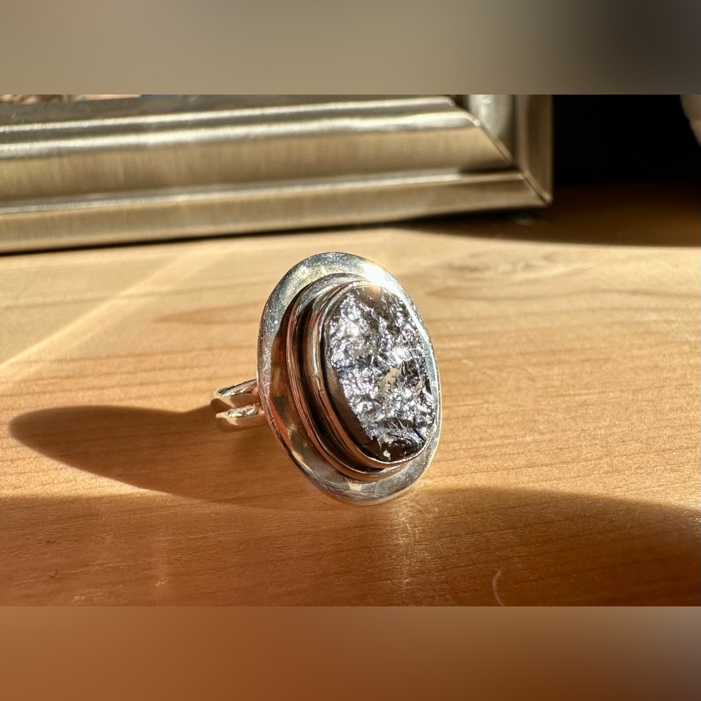 EUC Sterling Silver 925 Pyrite Ring. Size 5.